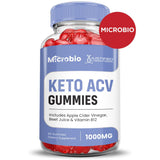 Justified Laboratories Microbio Keto ACV Gummies ofrecen sabor frutal para un snack diario.