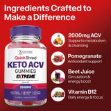 Primer plano de gominolas Justified Laboratories Quick Shred Keto ACV, sabor delicioso
