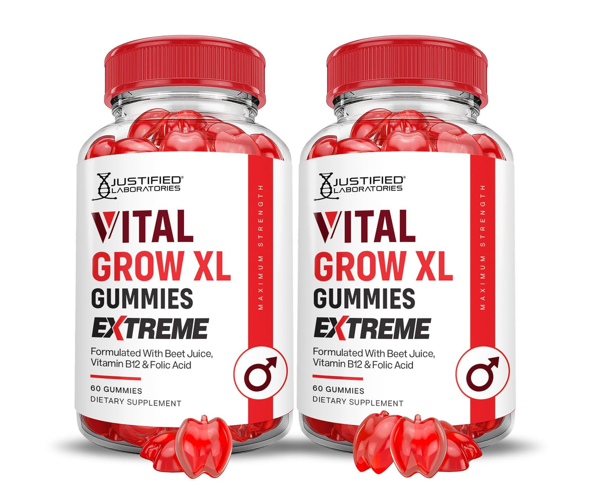 Justified Laboratories Vital Grow XL Extreme, empaque práctico para uso diario.