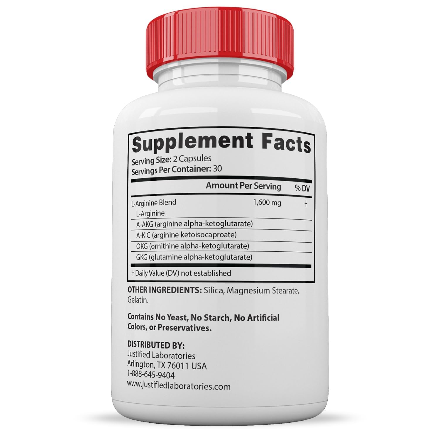 Justified Laboratories Vital Grow XL Extreme pildoras dorso presenta informacion clave de uso.
