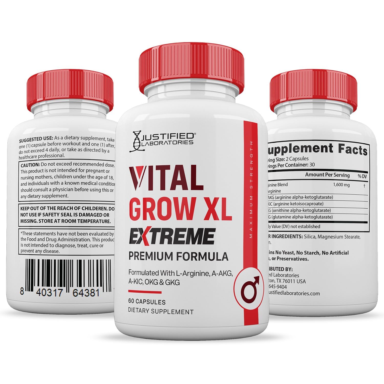 Justified Laboratories Vital Grow XL Extreme uso diario para plan de bienestar expresa fiabilidad.