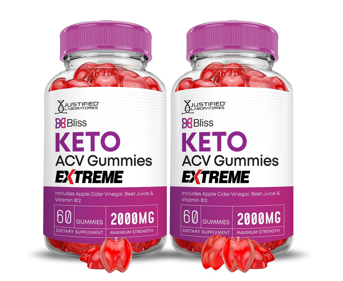 Justified Laboratories Bliss Keto Gomitas, caja frontal, sabor agradable para tu rutina diaria.