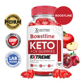 Justified Laboratories Boostline Keto ACV gomitas frente al tarro, identificación rápida