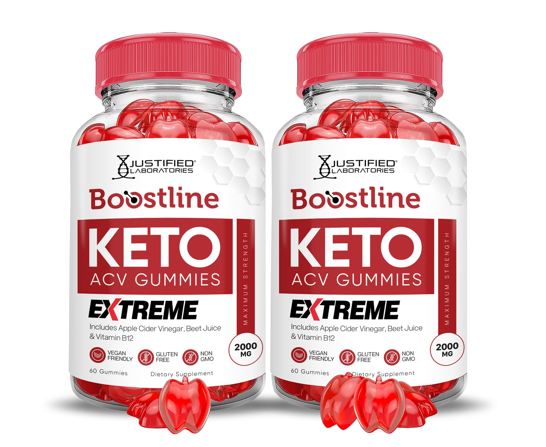 Gomitas Boostline Keto ACV de Justified Laboratories en tarro, snack sabroso y práctico