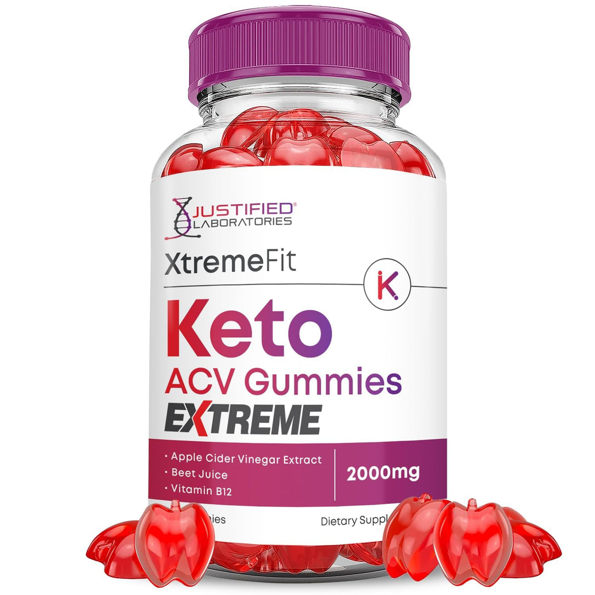 Justified Laboratories gominolas keto-ACV envase 60 g para uso diario
