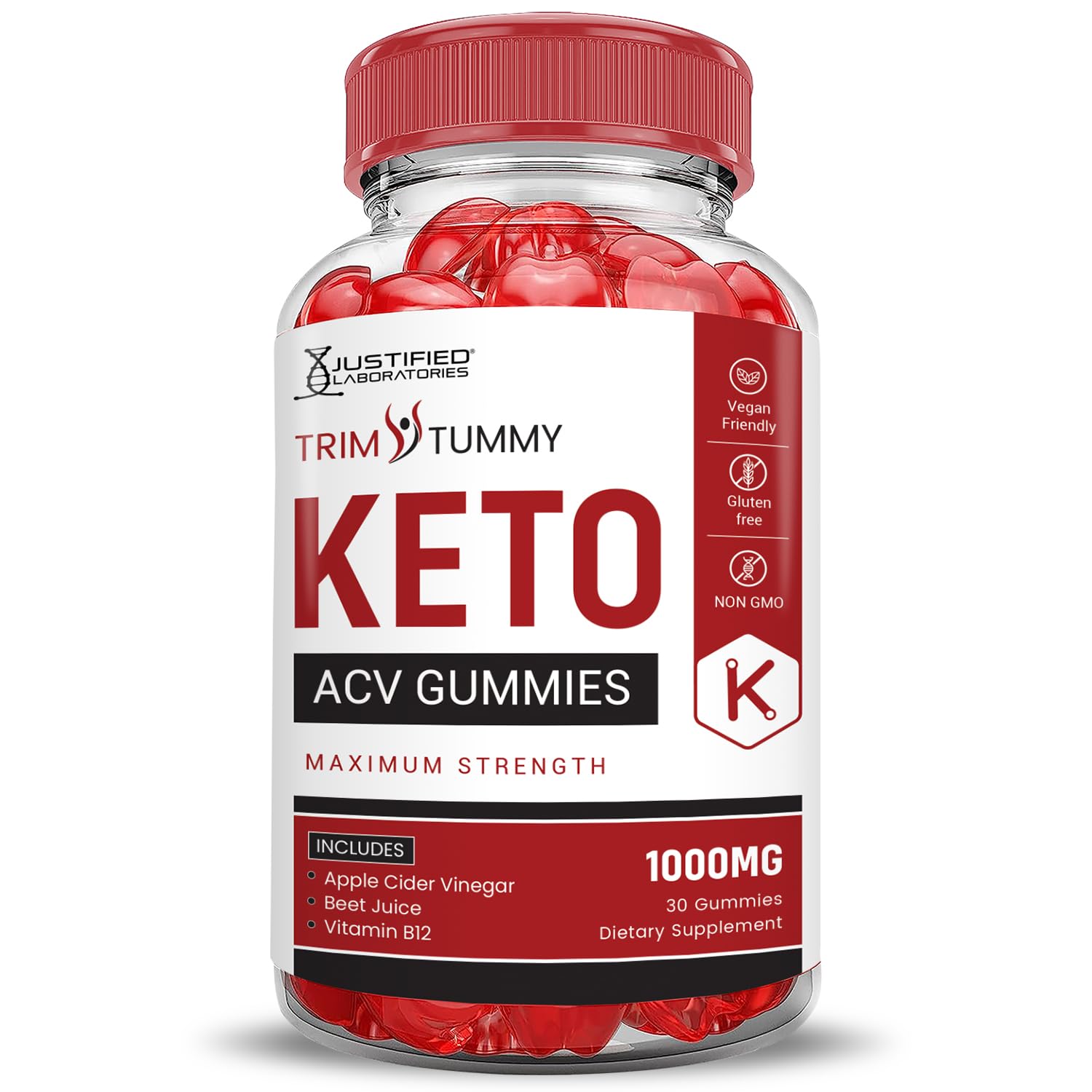 Justified Laboratories Trim Tummy Keto Gummies textura a base de pectina suave