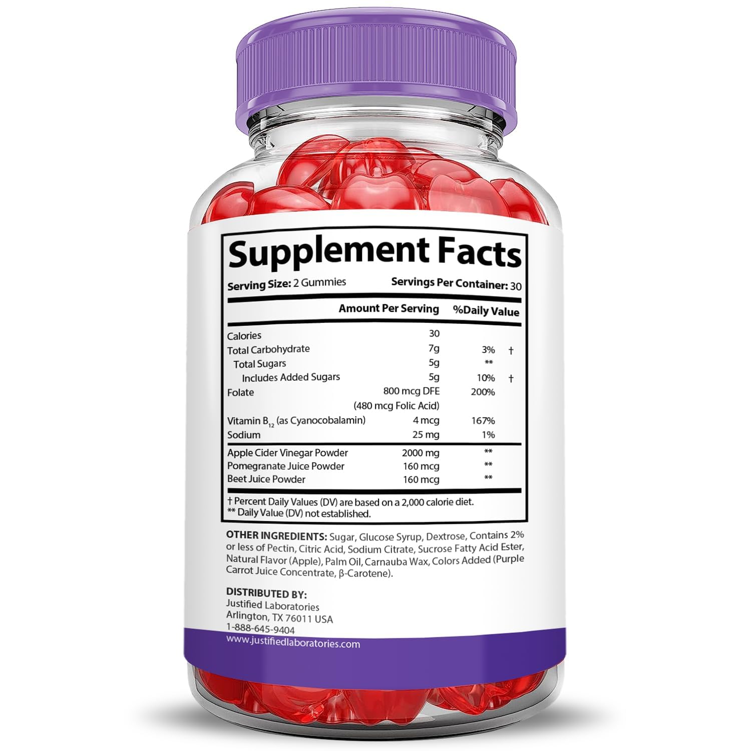 Justified Laboratories Tubo Ripped Keto ACV Gummies: mano mostrando gomitas sabrosas