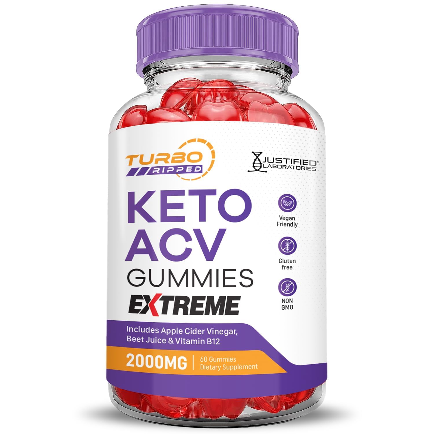 Justified Laboratories Tubo Ripped Keto ACV Gummies: sabor intenso y agradable