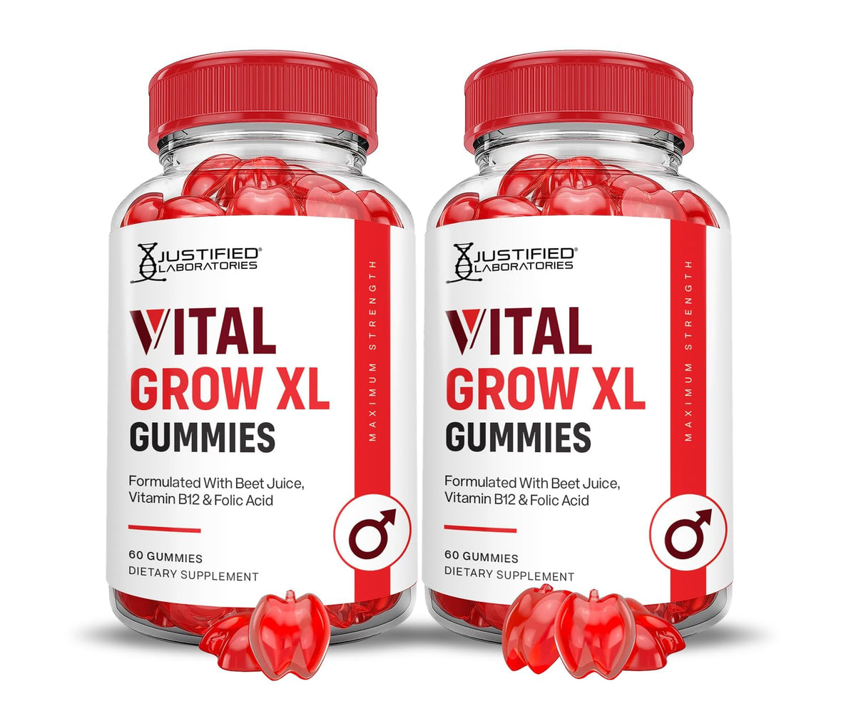 Justified Labs Vital Grow XL gomitas, botella para consumo diario cómodo.