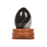 Justinstones drusa negra 30mm huevo cristal, equilibrio y belleza decorativa.
