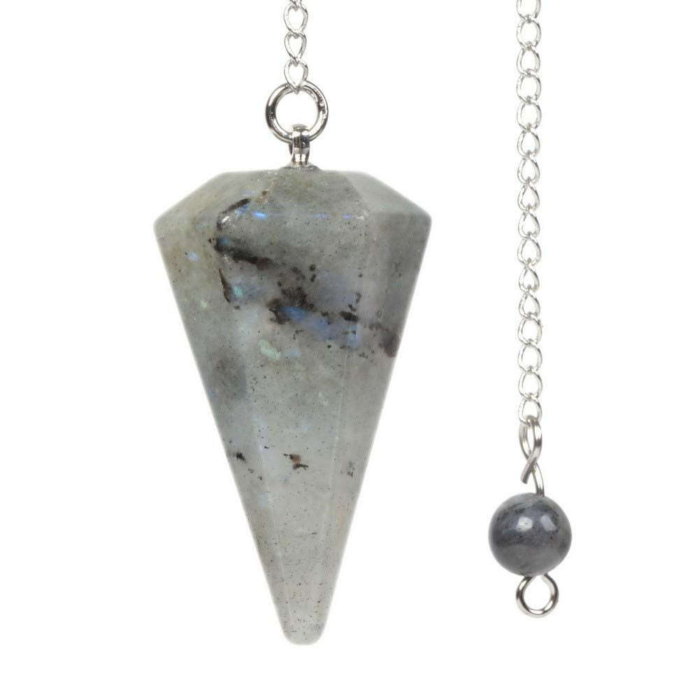 Justinstones Labradorita, pendulo hexagonal con punta, ideal para meditaciones breves.
