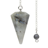 Justinstones Labradorita, pendulo hexagonal con punta, ideal para meditaciones breves.