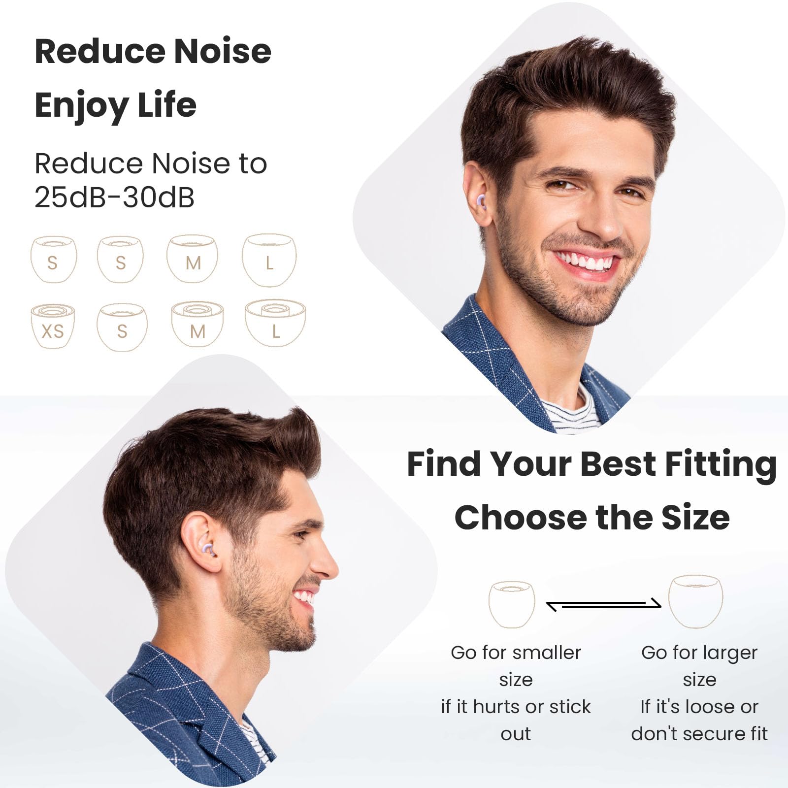 Diseño ergonómico redondo que encaja bien en el oído, sin presión.