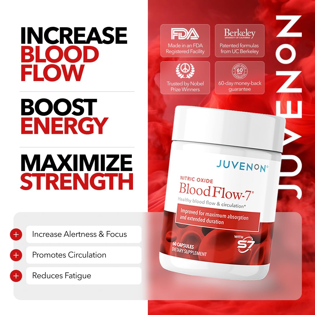 Etiqueta de BloodFlow-7 en la botella destacando Nitrosigine y S7