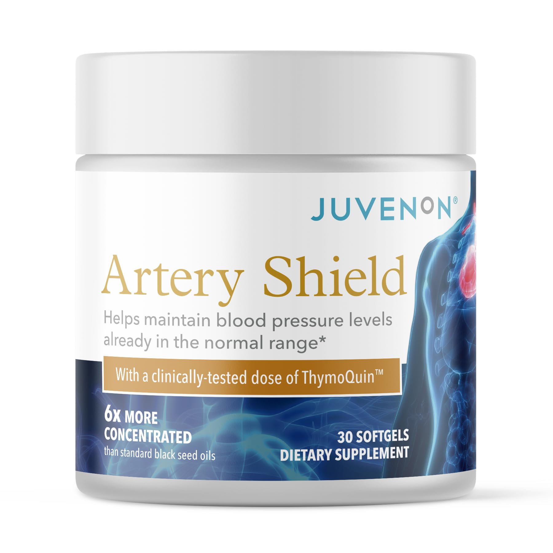 Juvenon Escudo de Arterias: botella frontal para apoyo a la circulación.