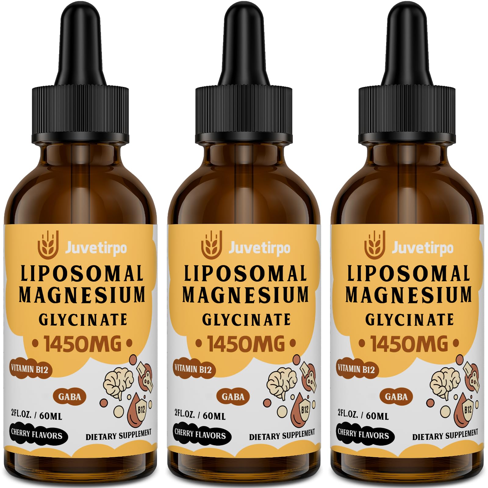 Juvetirpo Magnesio Glicinato en gotas, frasco de 60 ml para mejor absorción y sueño.