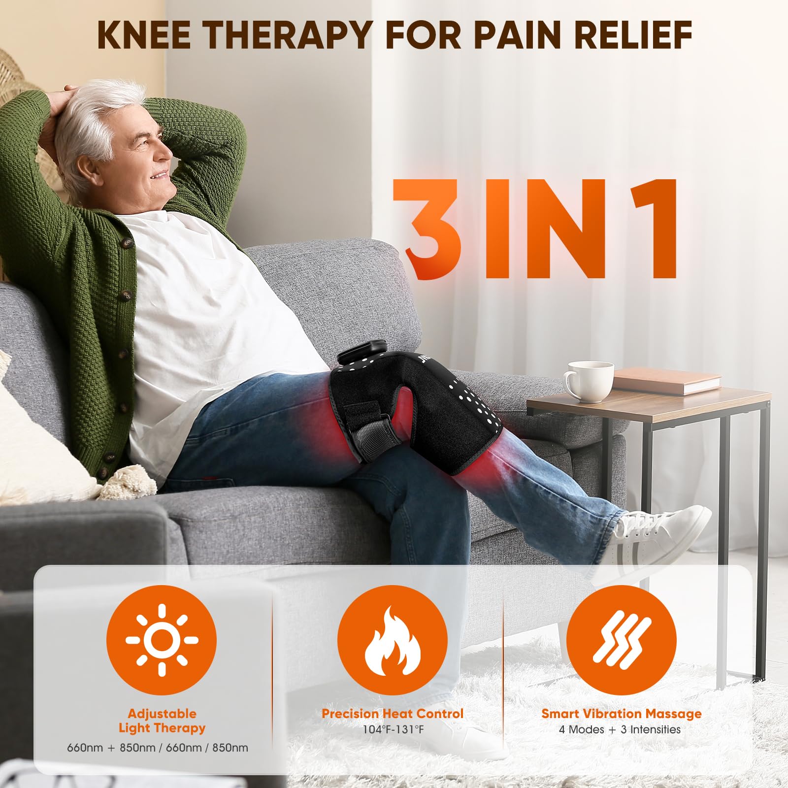 JVKOOL masaje-rodilla 4D con vibración suave para confort diario.