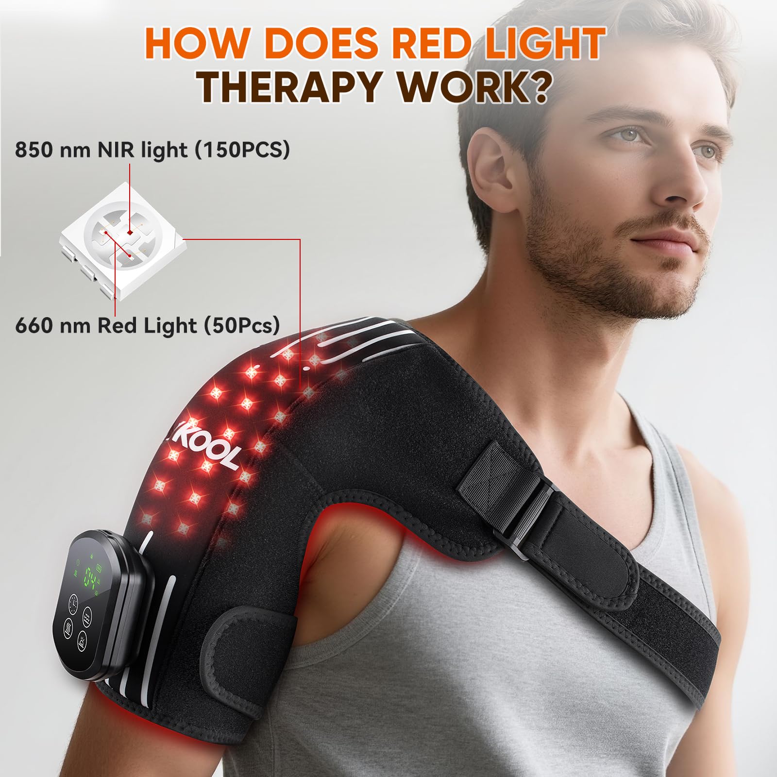 JVKOOL: diseño ergonómico que se ajusta al contorno del hombro.