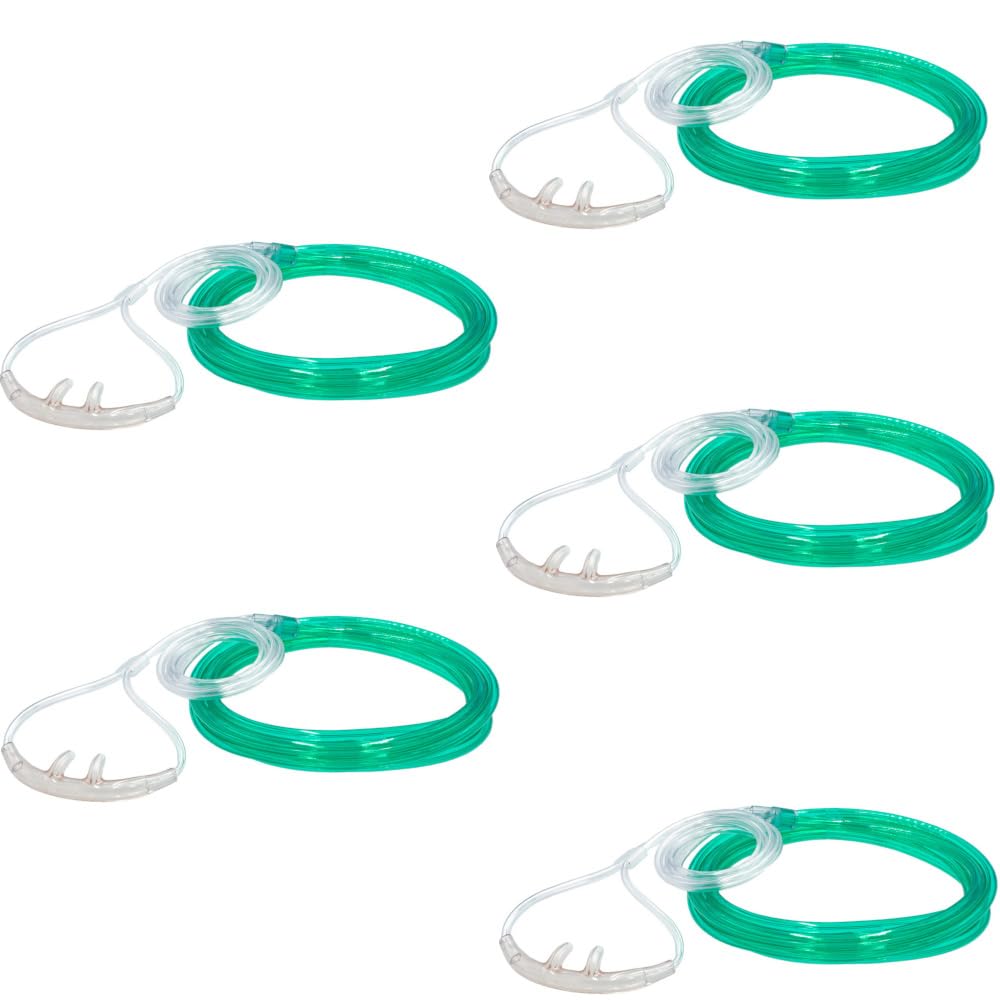 Canula nasal JWYN 5 piezas, estilo Salter, conector trompeta, tubo de 4 pies, uso diario cómodo