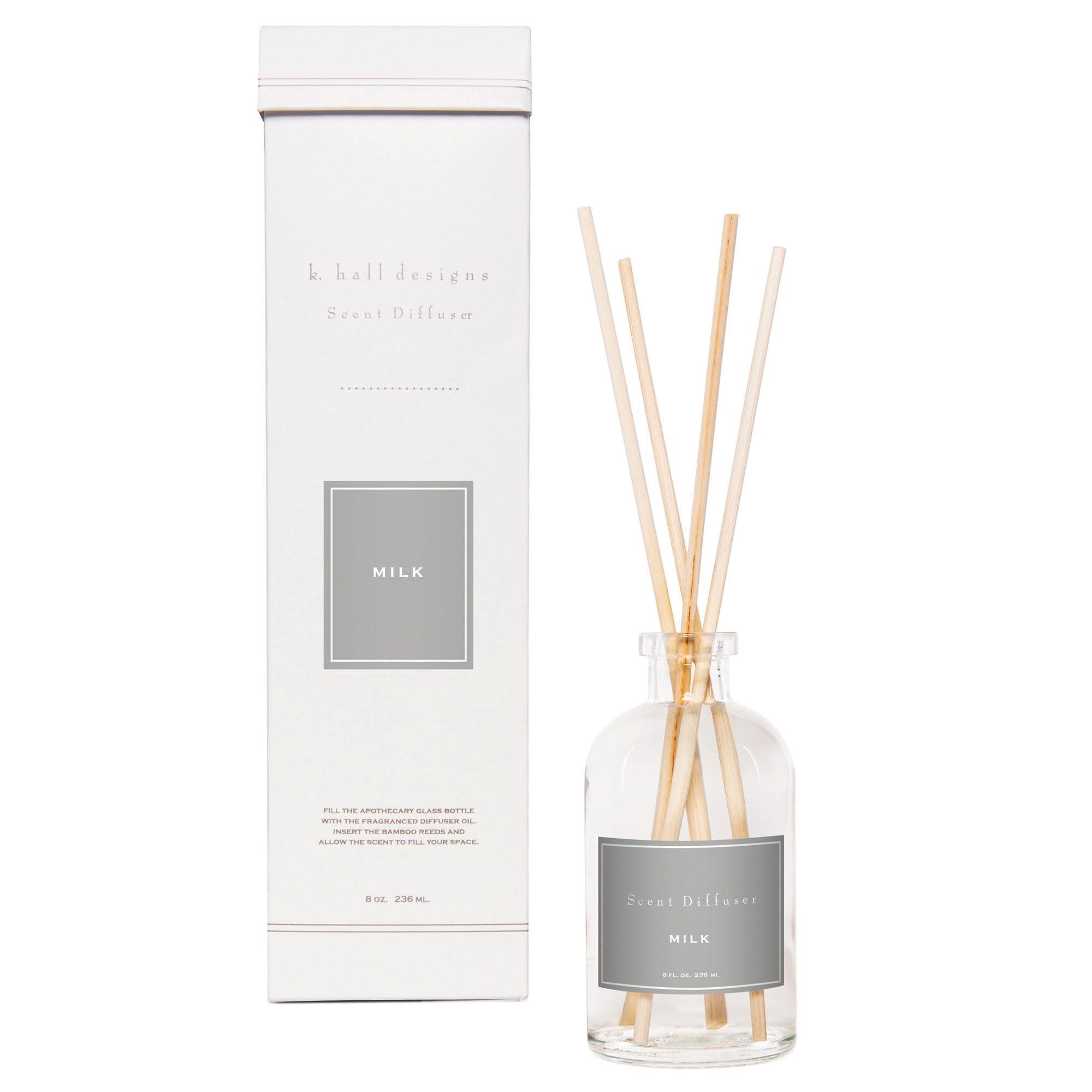 K. Hall Designs: difusor leche en caja, aroma suave y duradero para tu hogar.
