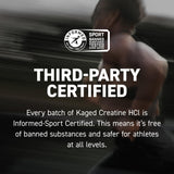 Kaged Creatine HCl ofrece 750 mg por porción para entrenamientos constantes.