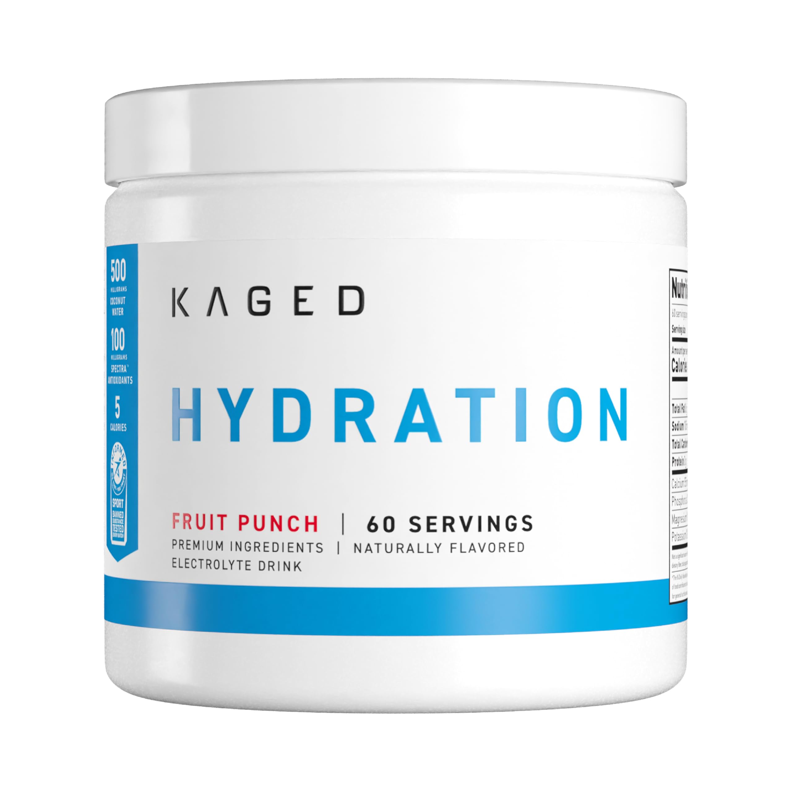 Polvo de Kaged Daily Hydration con sabor coco para hidratar durante el entrenamiento.