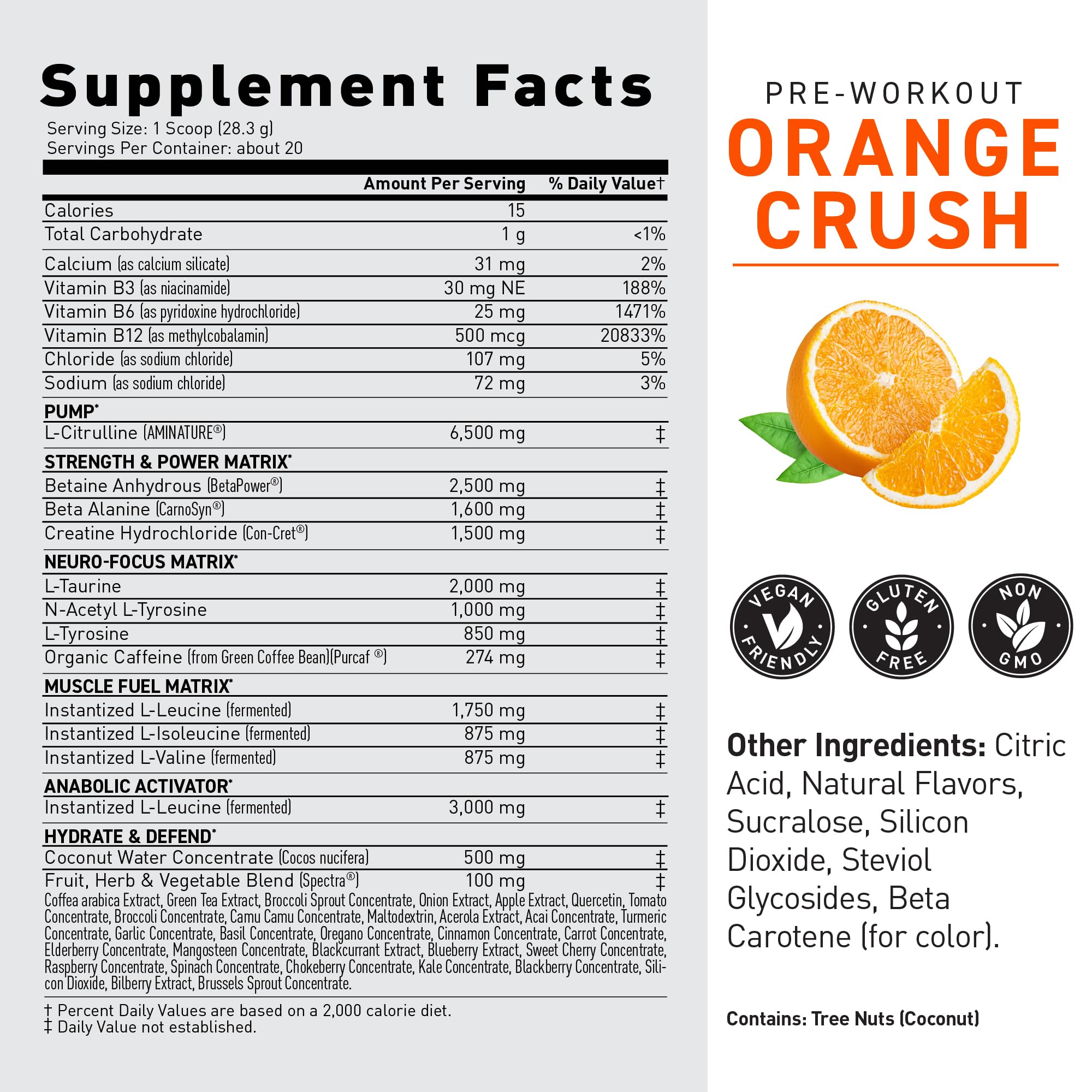 Kaged Original Preentrenamiento: lista de ingredientes y antioxidantes clave.