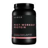 Proteína Kaged post-entrenamiento en botella sabor fresa limón para recuperación muscular.