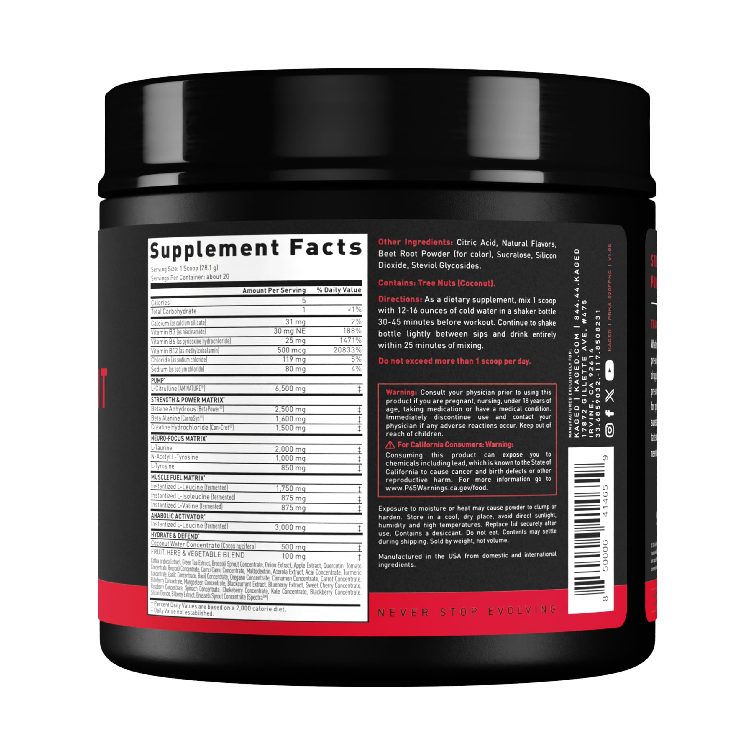 Uso en gimnasio con Kaged Fruta Punch, experiencia de pre-entrenamiento sin estimulantes.