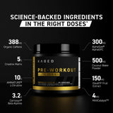 Kaged Pre Workout Elite, envase de 20 porciones, dosificación conveniente para cada sesión de entrenamiento.