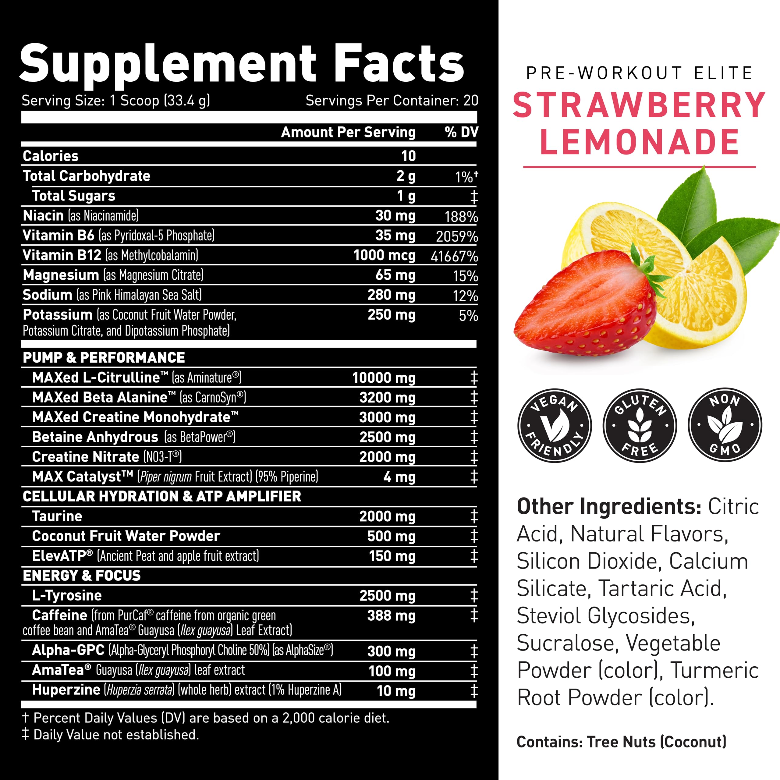 Kaged Pre Workout Elite, sabor fresa limón, bebida refrescante para entrenar.