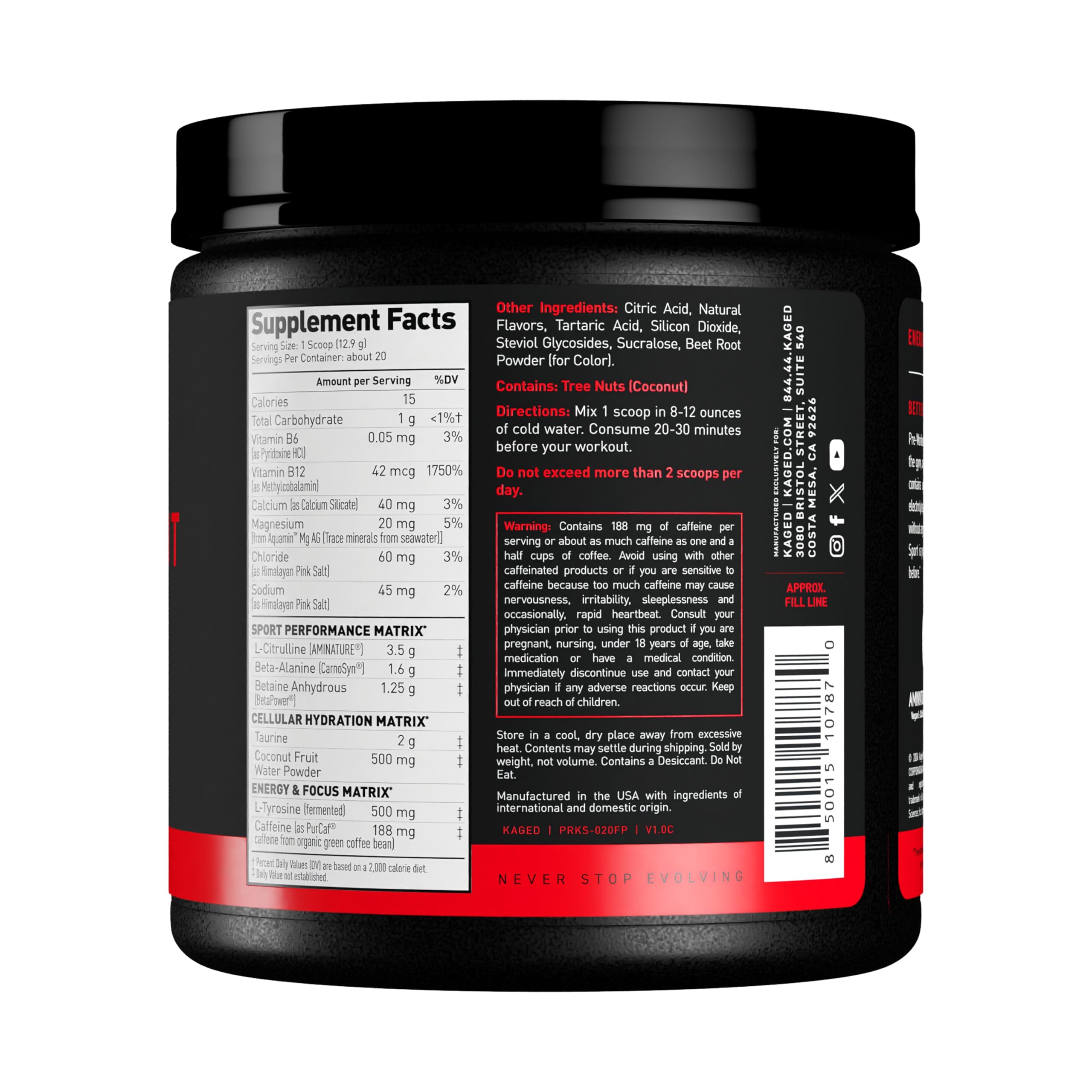 Kaged Sport Pre-Entrenamiento, uso seguro, para atletas de todos los niveles