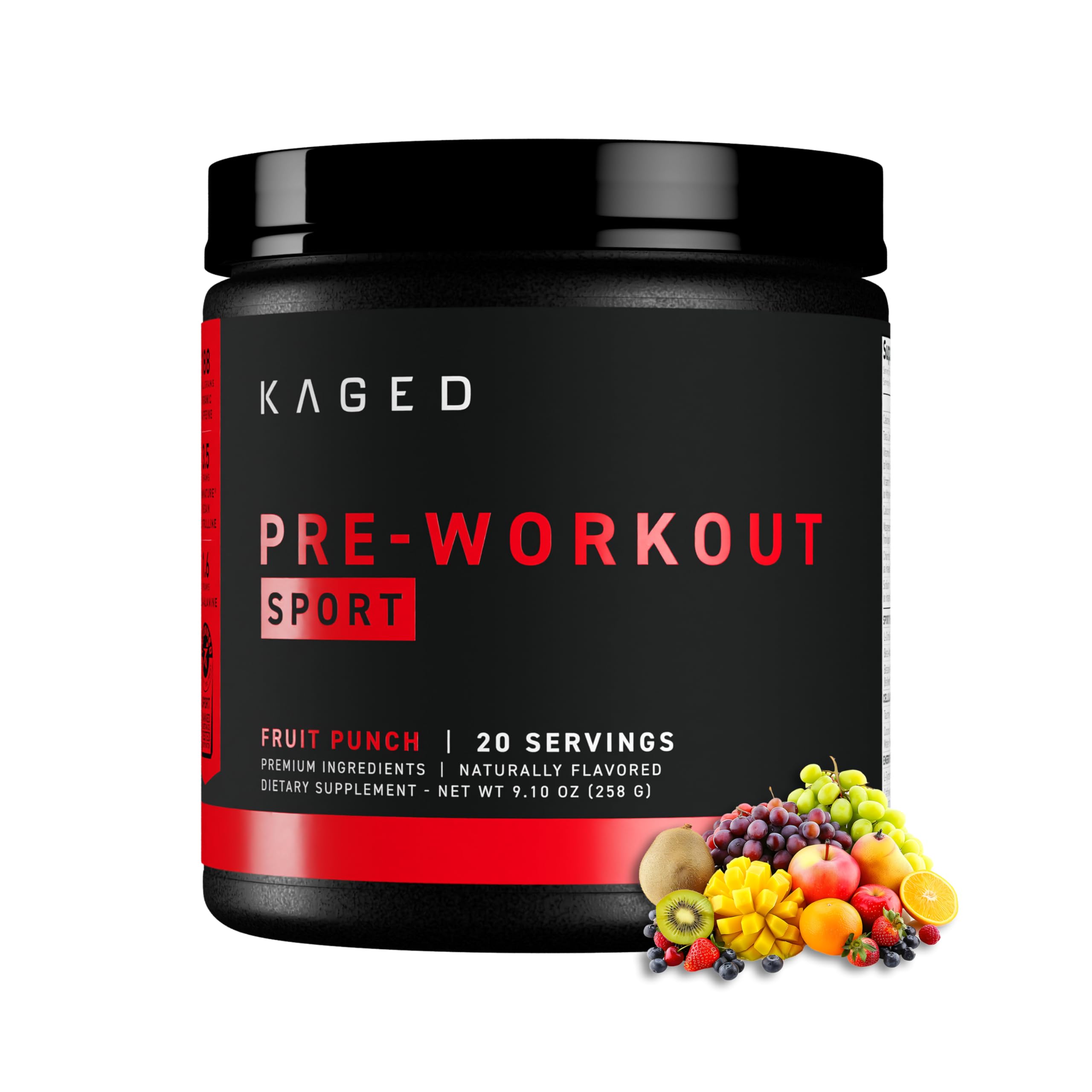 Kaged Sport Pre-Entrenamiento, lata, energía sostenida para entrenamientos intensos