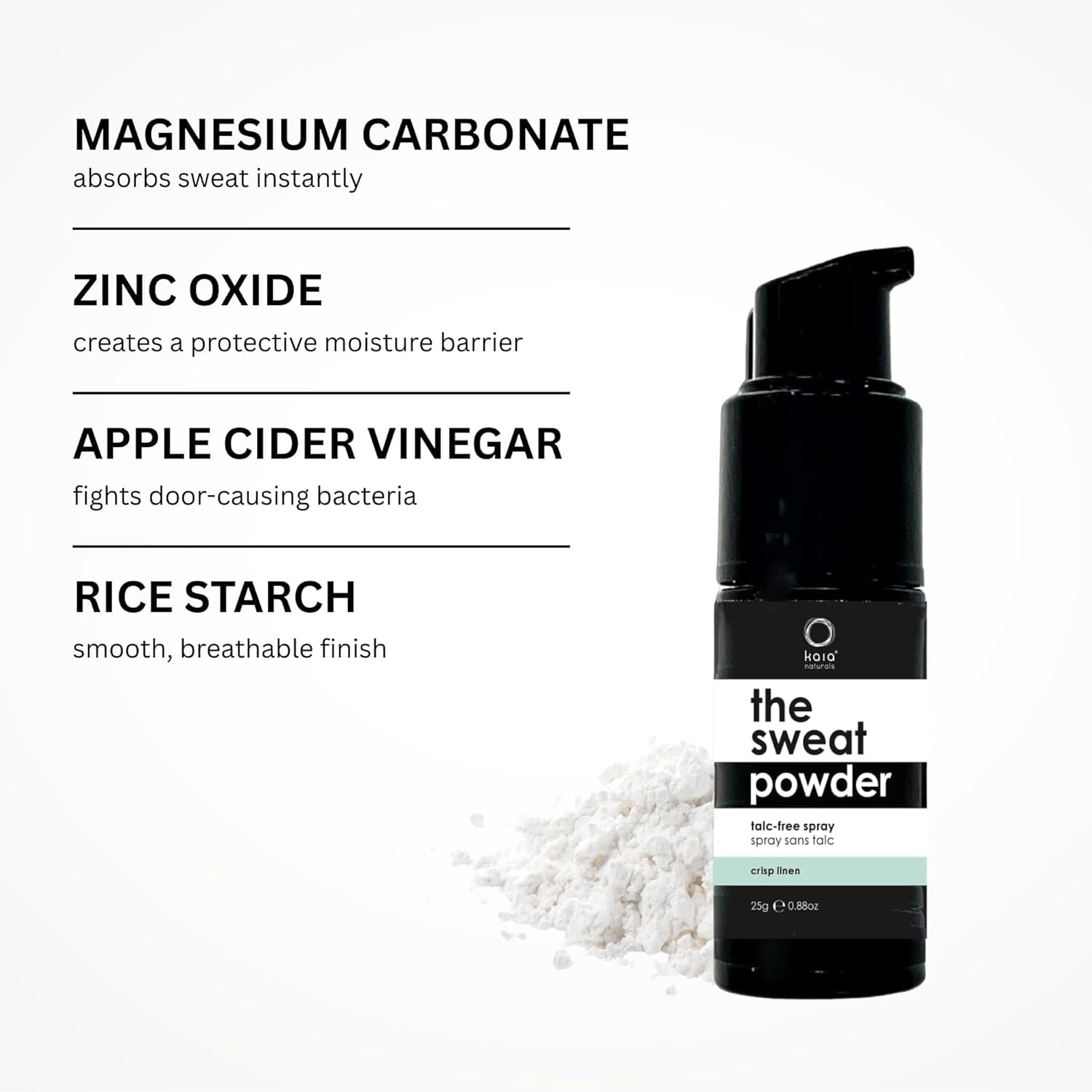 Kaia Naturals Takesumi Detox polvo de magnesio para axilas, sin talco.