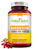 Kaibro Nutra Berberina 1000mg - botella visible, potencia y pureza para apoyo general.