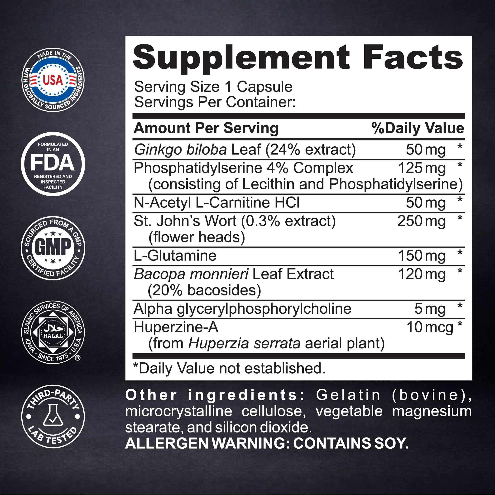 Kaitamin Brain Neuro Matrix: ingredientes clave en etiqueta para estudiar con foco.