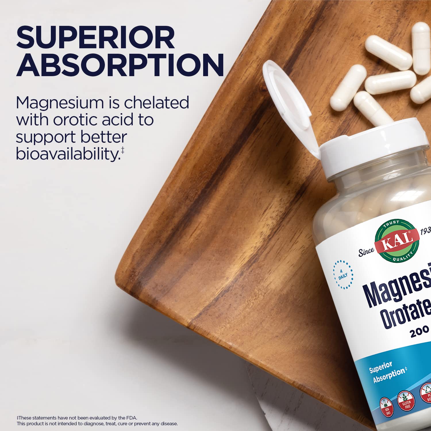 Kal magnesio orato, ingredientes sin alérgenos para mayor tranquilidad.