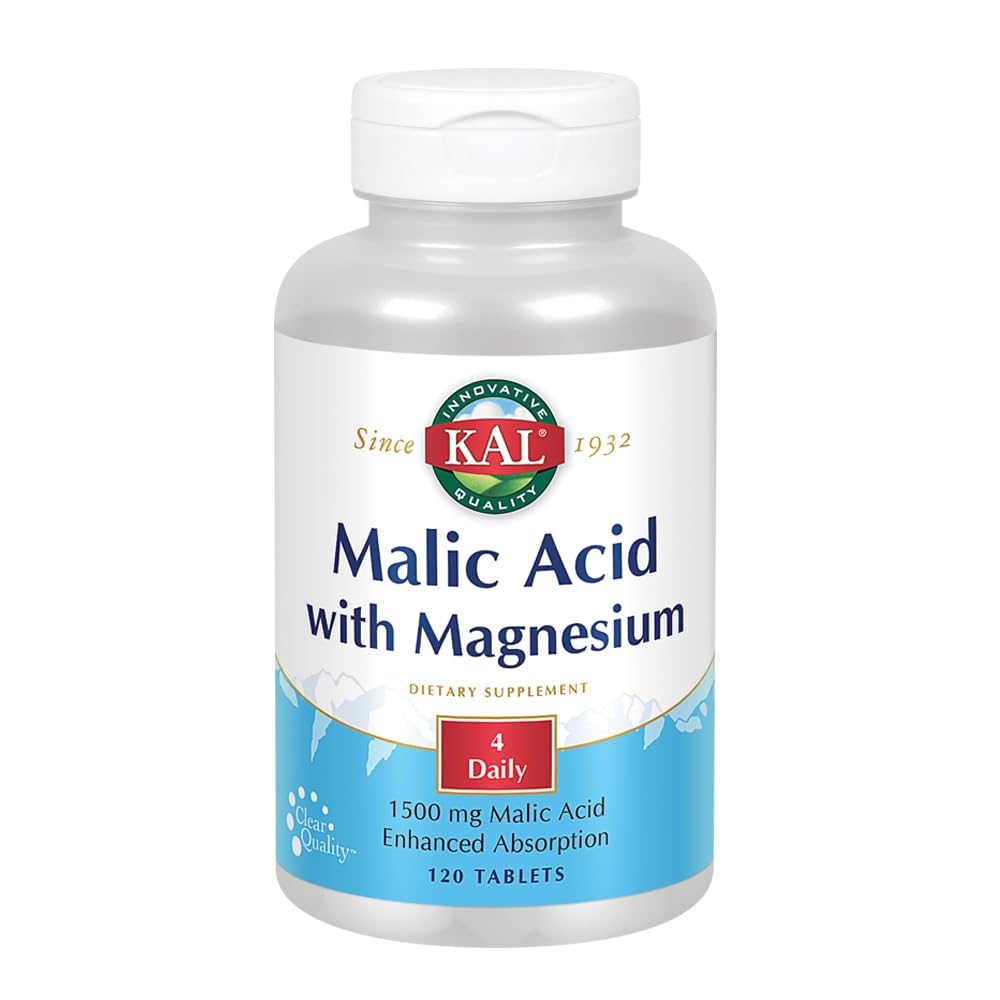 KAL ácido malico con magnesio, empaquetaje, apoyo suave para la energía diaria.