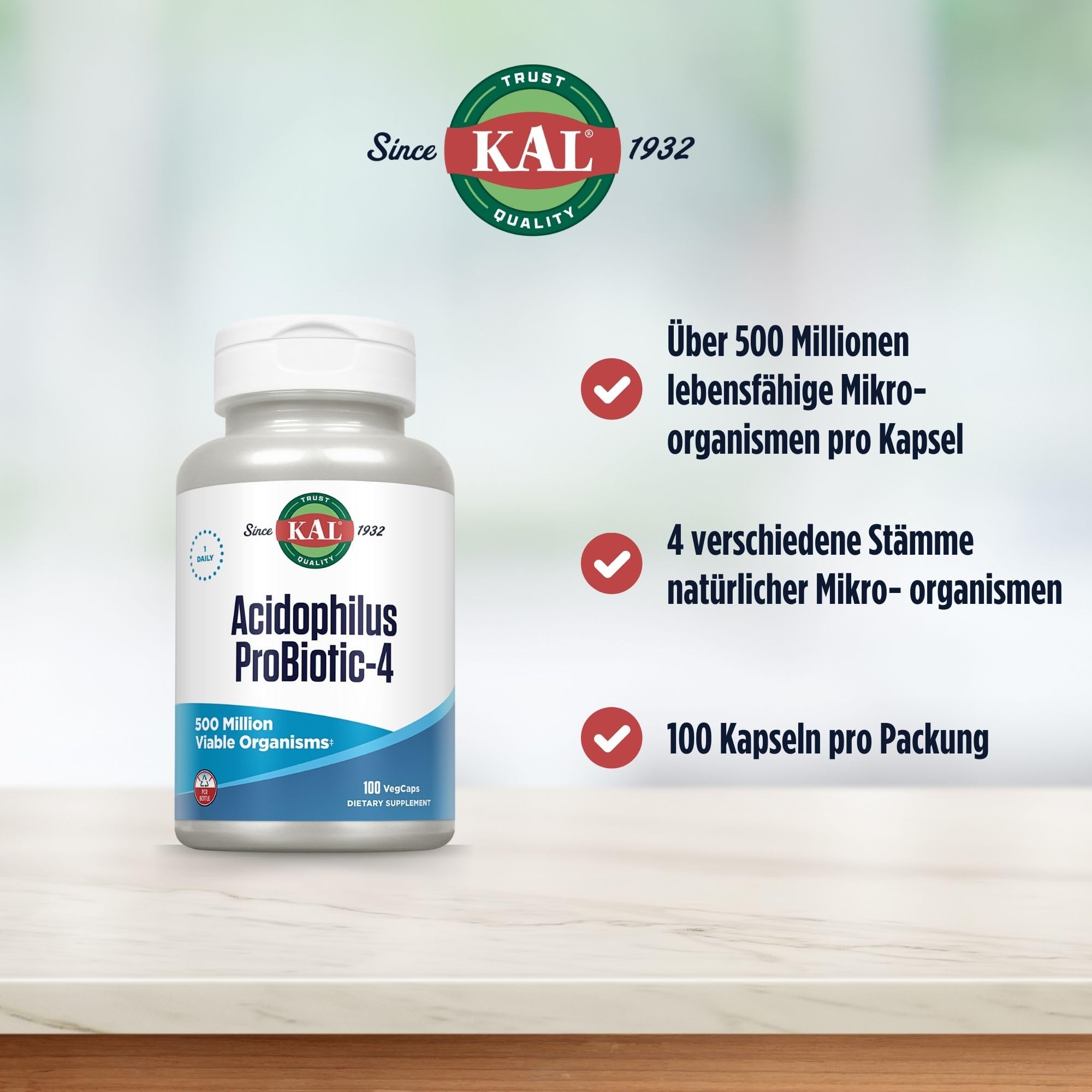 KAL Acidophilus ProBiotic-4: etiqueta frontal destaca las 4 cepas.