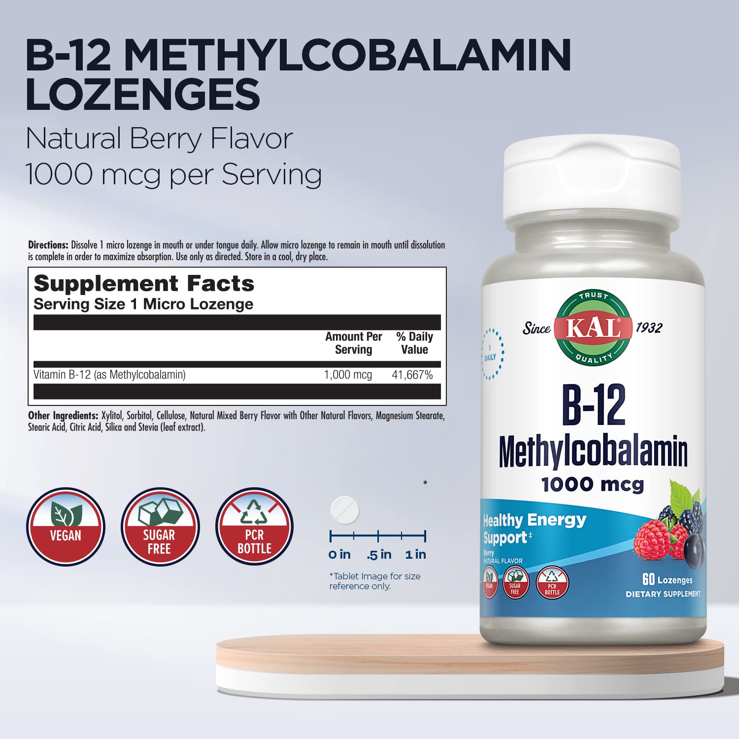 Kal B12, etiqueta vegana y sin azúcar para un estilo de vida consciente.