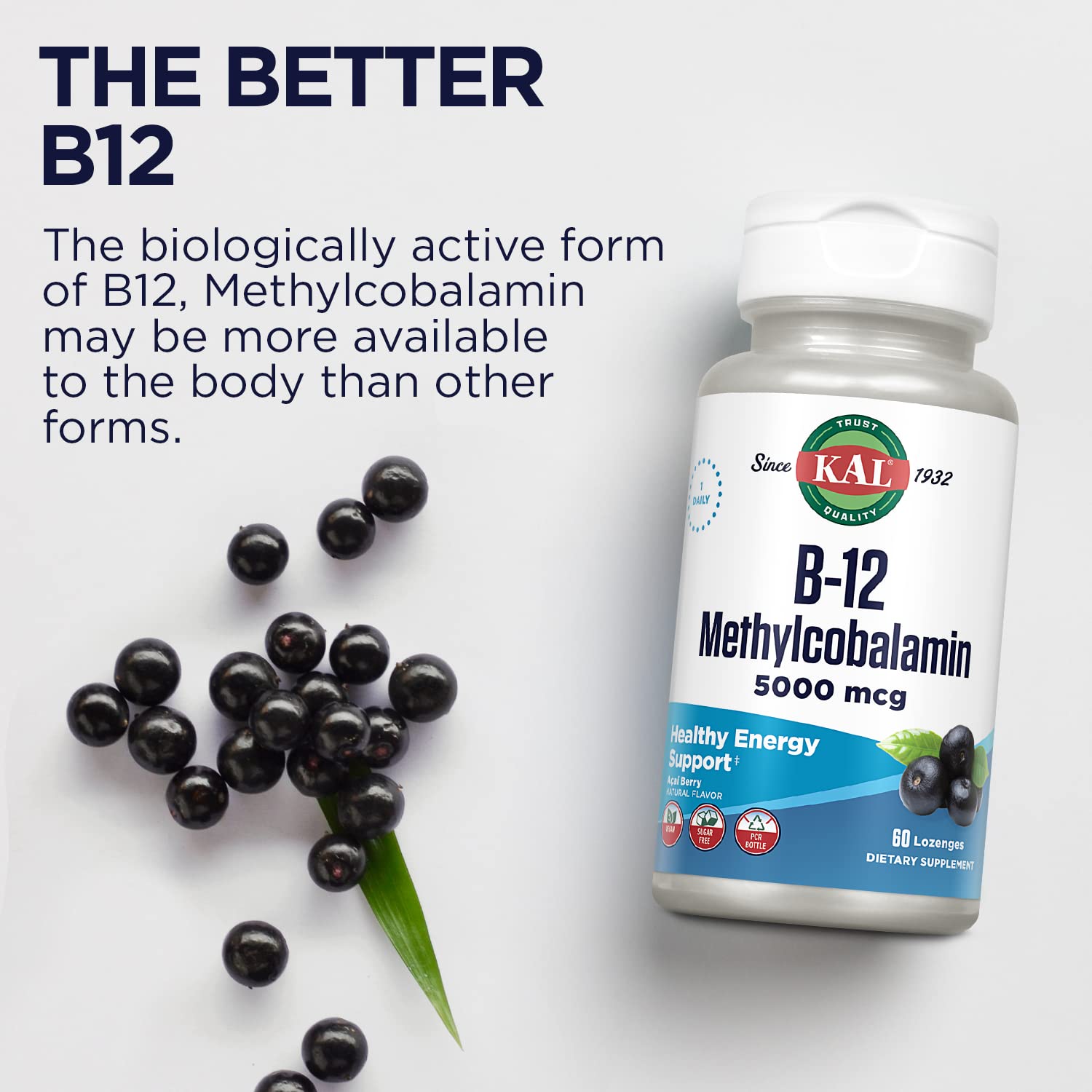 Kal B12 pastillas para uso diario, fácil de incorporar en la rutina