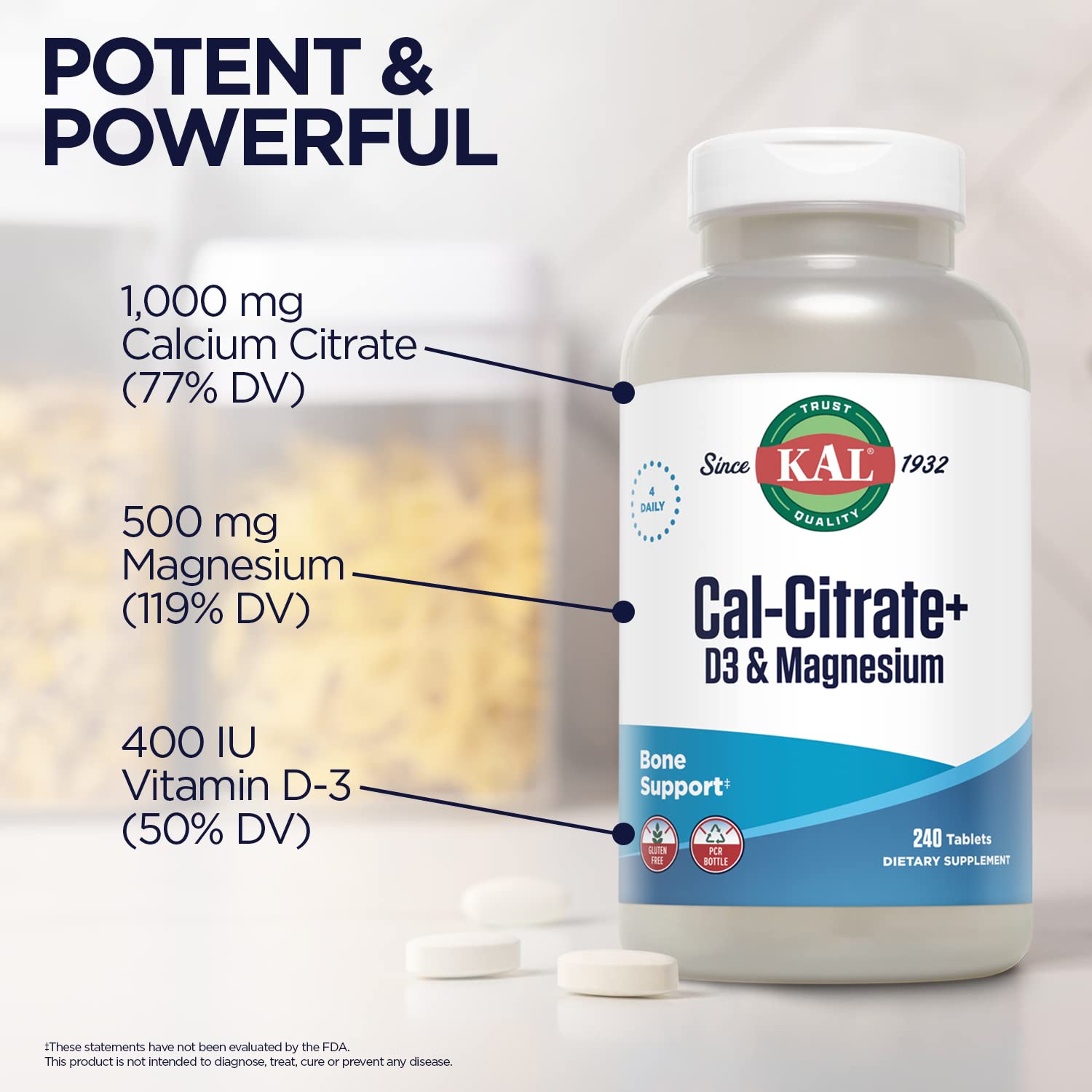 KAL Cal-Citrate+ empaque reciclable, compra responsable