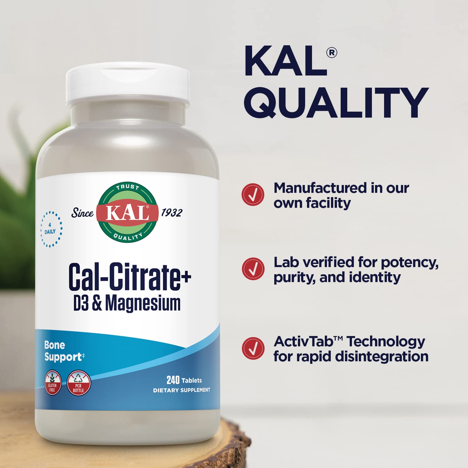 KAL Cal-Citrate+ ingredientes clave para salud ósea