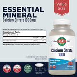 KAL Calcio Citrato 1000 mg, tabletas, absorción suave para estómago.