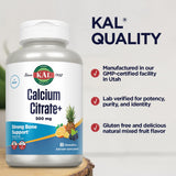 KAL Calcio Citrato con D3 y magnesio para soporte nutricional.