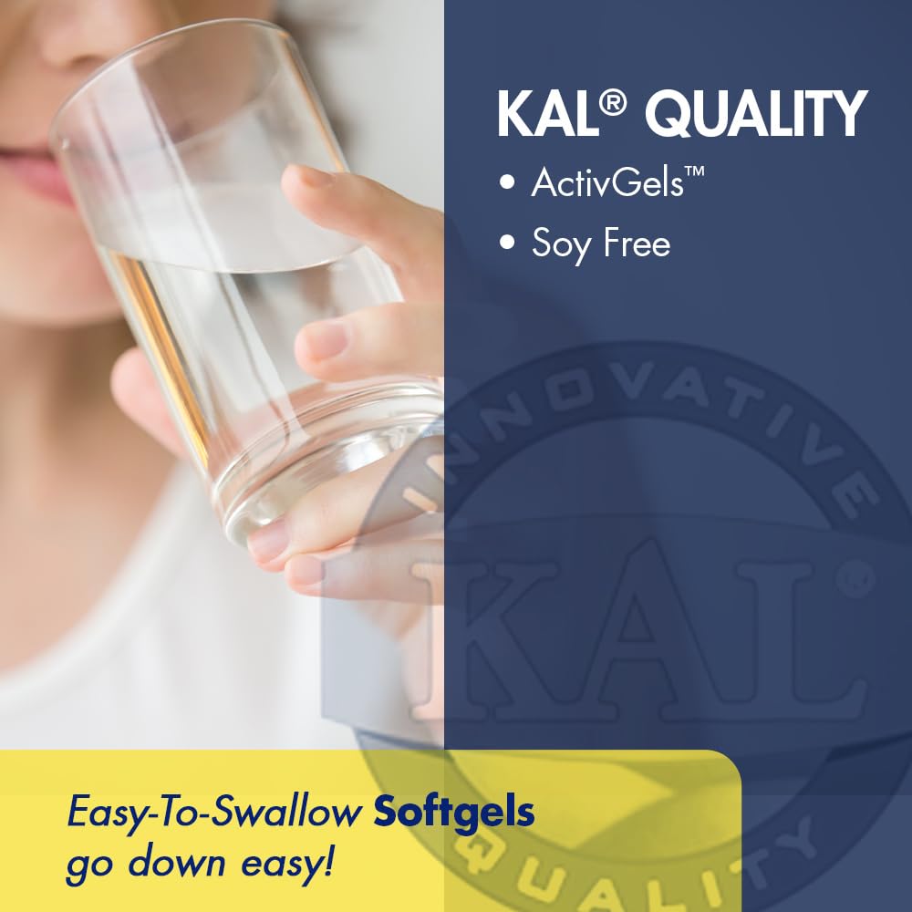 KAL Calcium Plus Cápsulas Blandas: empaque de botella para almacenamiento práctico.