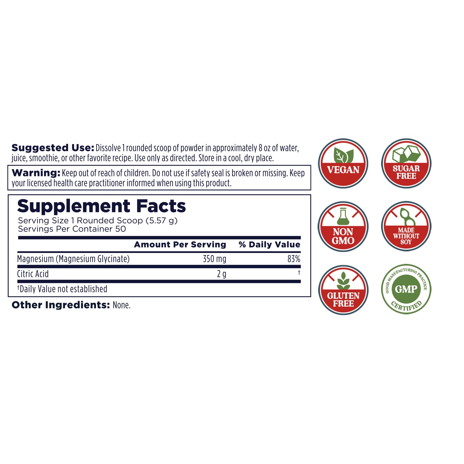 KAL Calming Magnesium Glycinate, polvo con dosificador para dosis precisas.
