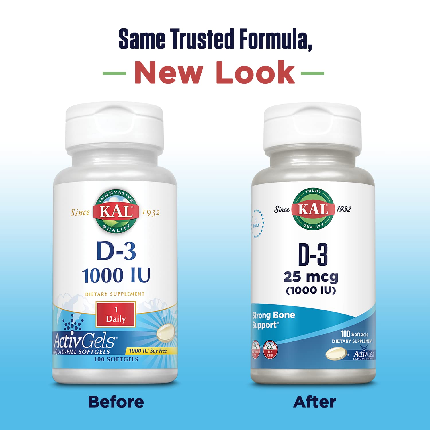 KAL Vitamina D3 1000 UI, cápsula suave para tragar con facilidad y apoyo a la absorción
