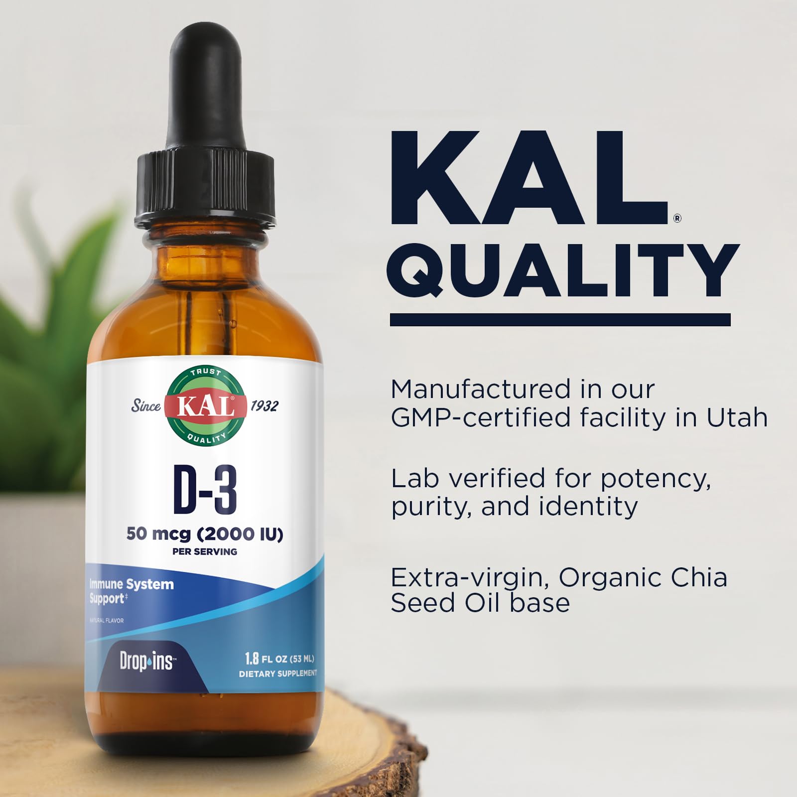 KAL D3 DropIns base de aceite de chía orgánico y Omega-3