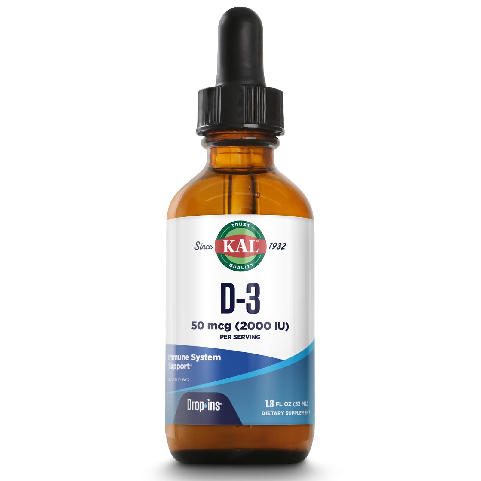 KAL D3 DropIns botella de vidrio ámbar protege la fórmula